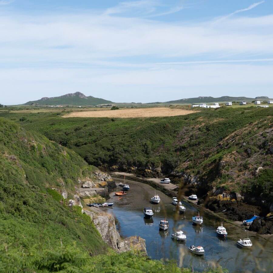 Porthclais Harbour near St Davids, the historic harbour where medieval pilgrims are believed to have arrived before walking to St Davids Cathedral.
